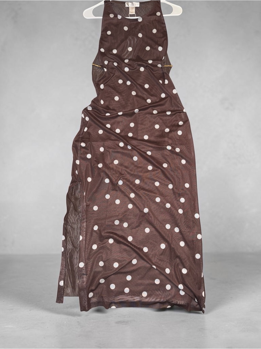 Caroline Constas Sheer Mesh Polka Dot Maxi Dress Gold Hardware (Callout shown) - Picture 4 of 9